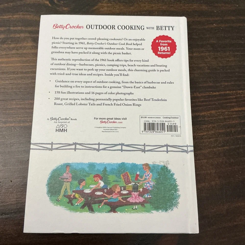 Betty Crocker Outdoor Cooking Hardcover 2017 Facsimile 1961 Edition Tom Funk BBQ